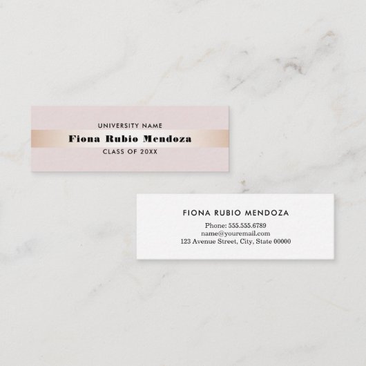 Luxe Roos Gold Afstuderen Naam invoegen Mini Visitekaartje (Voorkant / Achterkant)