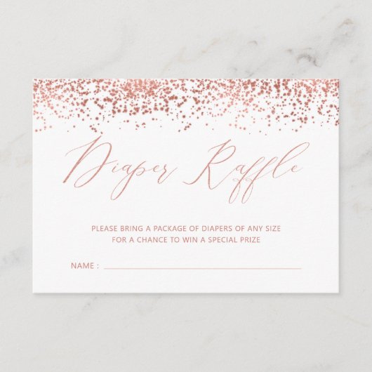 Luxe Roos Gold Baby shower Diaper Raffle Ticket Informatiekaartje (Voorkant)