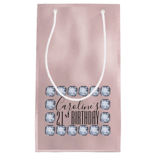 Luxe Roos Gold Birthday Glass Texture Klein Cadeauzakje (Voorkant)