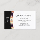 Luxe Roos Gold Black en White met Initialen Visitekaartje (Achterkant)