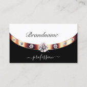 Luxe Roos Gold Black en White met Initialen Visitekaartje (Voorkant)