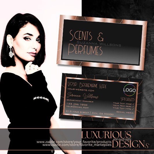 Luxe Roos Gold Black gradiënt met Logo Luxe Visitekaartje