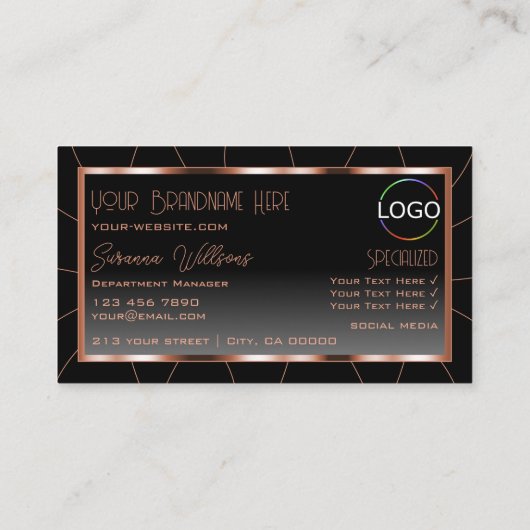 Luxe Roos Gold Black gradiënt met Logo Luxe Visitekaartje (Achterkant)