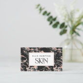 Luxe Roos Gold Black Marble Beauty Esthetician Visitekaartje (Staand voorkant)