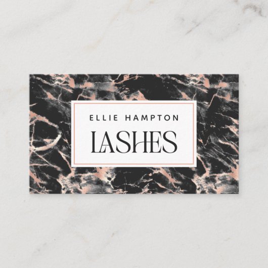 Luxe Roos Gold Black Marble Beauty Lashes Visitekaartje (Voorkant)