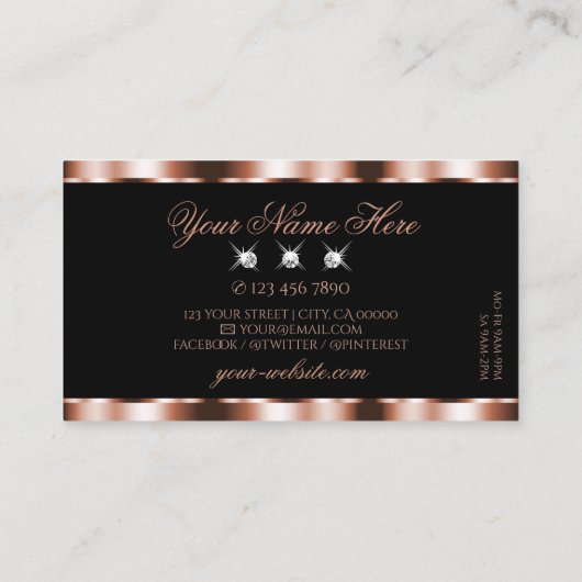 Luxe Roos Gold Black met extra juwelen Luxe glam Visitekaartje (Achterkant)