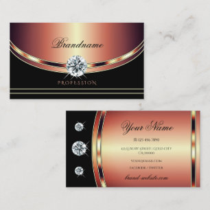 Luxe Roos Gold Black met Sparkling Diamonds Visitekaartje