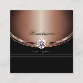 Luxe Roos Gold Black Sparkling Faux Rhinestones Vierkante Visitekaartje (Voorkant)