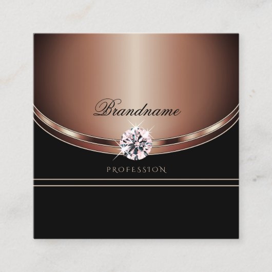 Luxe Roos Gold Black Sparkling Faux Rhinestones Vierkante Visitekaartje (Voorkant)