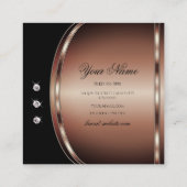 Luxe Roos Gold Black Sparkling Faux Rhinestones Vierkante Visitekaartje (Achterkant)