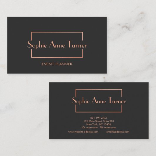 Luxe Roos Gold Broken Lijst Donkergrijs Visitekaartje (Voorkant / Achterkant)