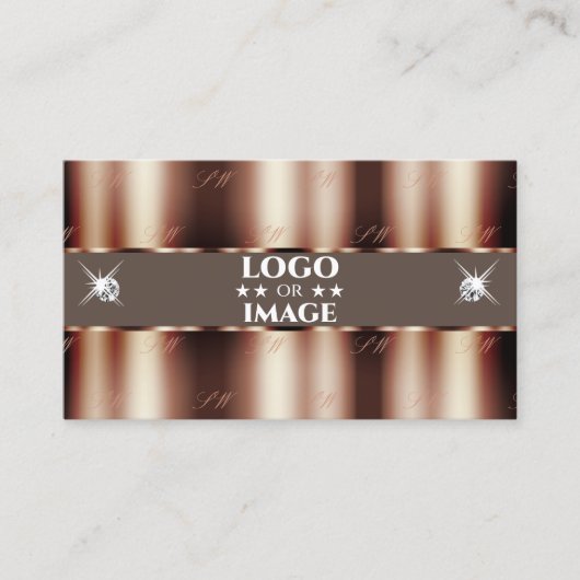 Luxe Roos Gold Brown Sparkle Diamonds met Logo Visitekaartje (Voorkant)