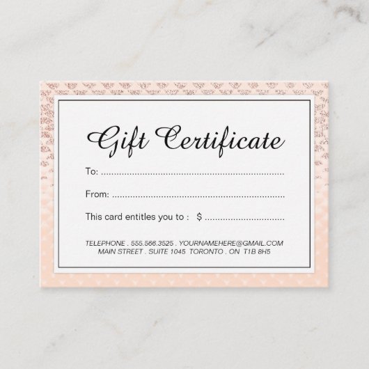 Luxe Roos Gold Cadeaubon Kortingskaartje (Voorkant)