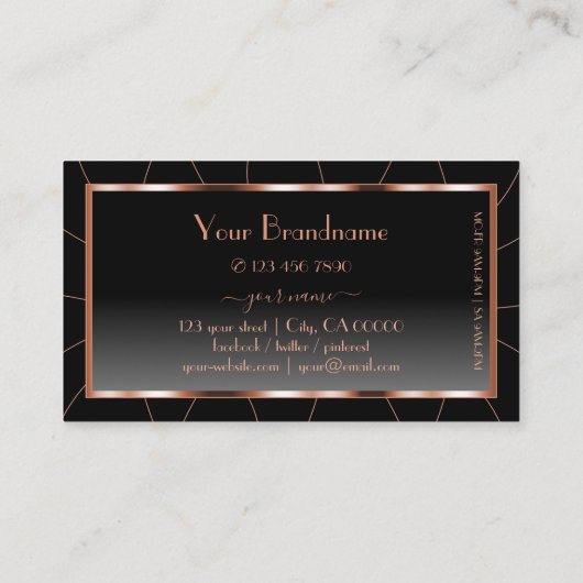 Luxe Roos Gold Chic Black gradiënt met Logo Visitekaartje (Achterkant)