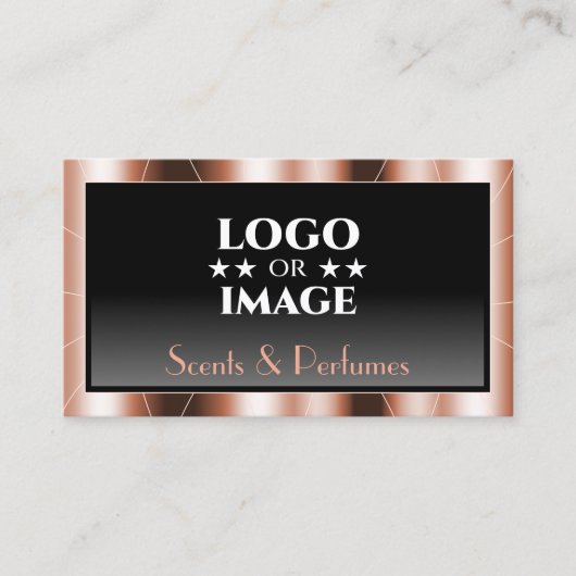 Luxe Roos Gold Chic Black gradiënt met Logo Visitekaartje (Voorkant)