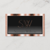 Luxe Roos Gold Chic Black Gradiënt met Monogram Visitekaartje (Voorkant)