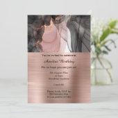 LUXE ROOS GOLD CHIFFON PARTIJ METALLIC INVITATIE KAART (Staand voorkant)