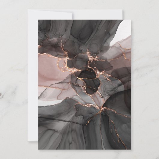 LUXE ROOS GOLD CHIFFON PARTIJ METALLIC INVITATIE KAART (Achterkant)