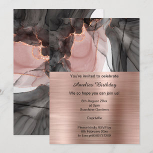 LUXE ROOS GOLD CHIFFON PARTIJ METALLIC INVITATIE KAART