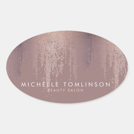 Luxe Roos Gold Confetti Rain Pattern Ovale Sticker (Voorkant)