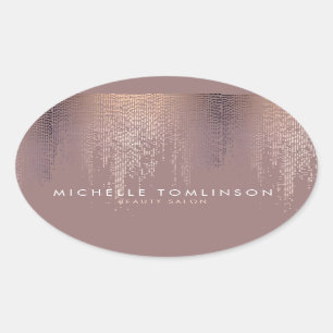 Luxe Roos Gold Confetti Rain Pattern Ovale Sticker