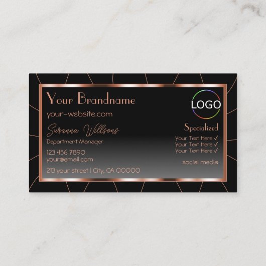 Luxe Roos Gold Cool Black gradiënt met Logo Visitekaartje (Achterkant)