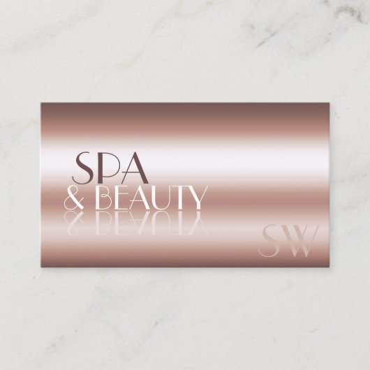 Luxe Roos Gold Cool Mirror Letters met Monogram Visitekaartje (Voorkant)