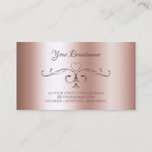 Luxe Roos Gold  Corner Borders Initialen Visitekaartje (Achterkant)