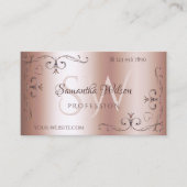 Luxe Roos Gold  Corner Borders Initialen Visitekaartje (Voorkant)