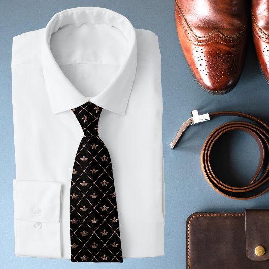 Luxe Roos Gold Crown Pattern Modern Stijlvol Stropdas