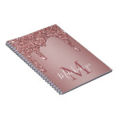 Luxe Roos Gold Dripping Glitter Monogram Recipe Notitieboek (Rechterzijde)