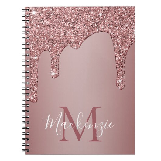 Luxe Roos Gold Dripping Glitter Monogram Recipe Notitieboek (Voorkant)