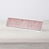 Luxe Roos Gold Driving Glitter Bureau Naambordje (Voorkant)