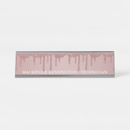 Luxe Roos Gold Driving Glitter Bureau Naambordje