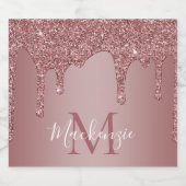 Luxe Roos Gold Driving Glitter Monogram Bier Etiket (Enkel label)