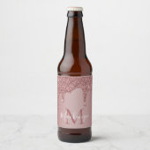 Luxe Roos Gold Driving Glitter Monogram Bier Etiket (Voorkant)