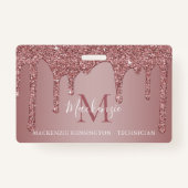 Luxe Roos Gold Driving Glitter Monogram Foto Badge (Voorkant)