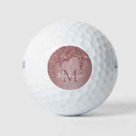 Luxe Roos Gold Driving Glitter Monogram Golfballen