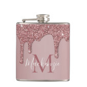 Luxe Roos Gold Driving Glitter Monogram Heupfles (Voorkant)