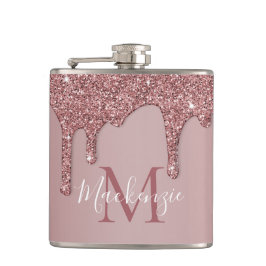 Luxe Roos Gold Driving Glitter Monogram Heupfles