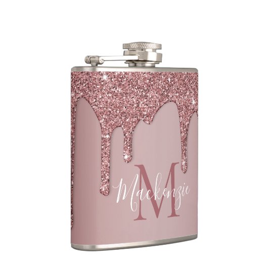 Luxe Roos Gold Driving Glitter Monogram Heupfles (Rechts)