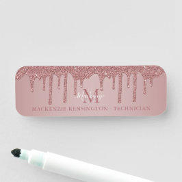 Luxe Roos Gold Driving Glitter Monogram Naamplaatje