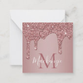 Luxe Roos Gold Driving Glitter Monogram Notitiekaartje (Voorkant)
