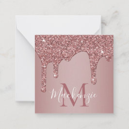 Luxe Roos Gold Driving Glitter Monogram Notitiekaartje