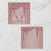 Luxe Roos Gold Driving Glitter Monogram Notitiekaartje (Voorkant / Achterkant)