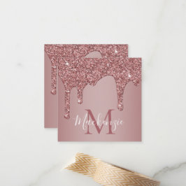 Luxe Roos Gold Driving Glitter Monogram Notitiekaartje