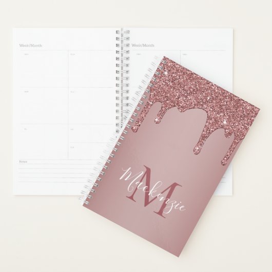 Luxe Roos Gold Driving Glitter Monogram Planner (Display)