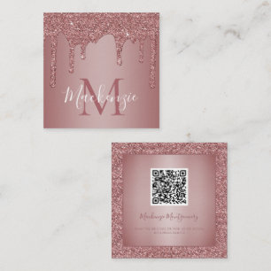 Luxe Roos Gold Driving Glitter Monogram QR Code Vierkante Visitekaartje