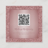Luxe Roos Gold Driving Glitter Monogram QR Code Vierkante Visitekaartje (Achterkant)
