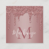 Luxe Roos Gold Driving Glitter Monogram QR Code Vierkante Visitekaartje (Voorkant)